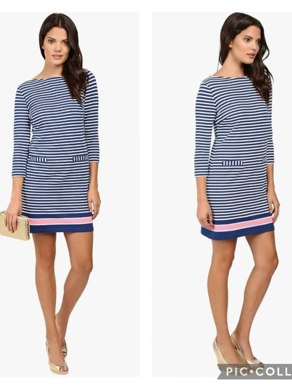 EUC Lilly Pulitzer Irina Boat Neck Striped Terry Knit Dress In Guava Melon